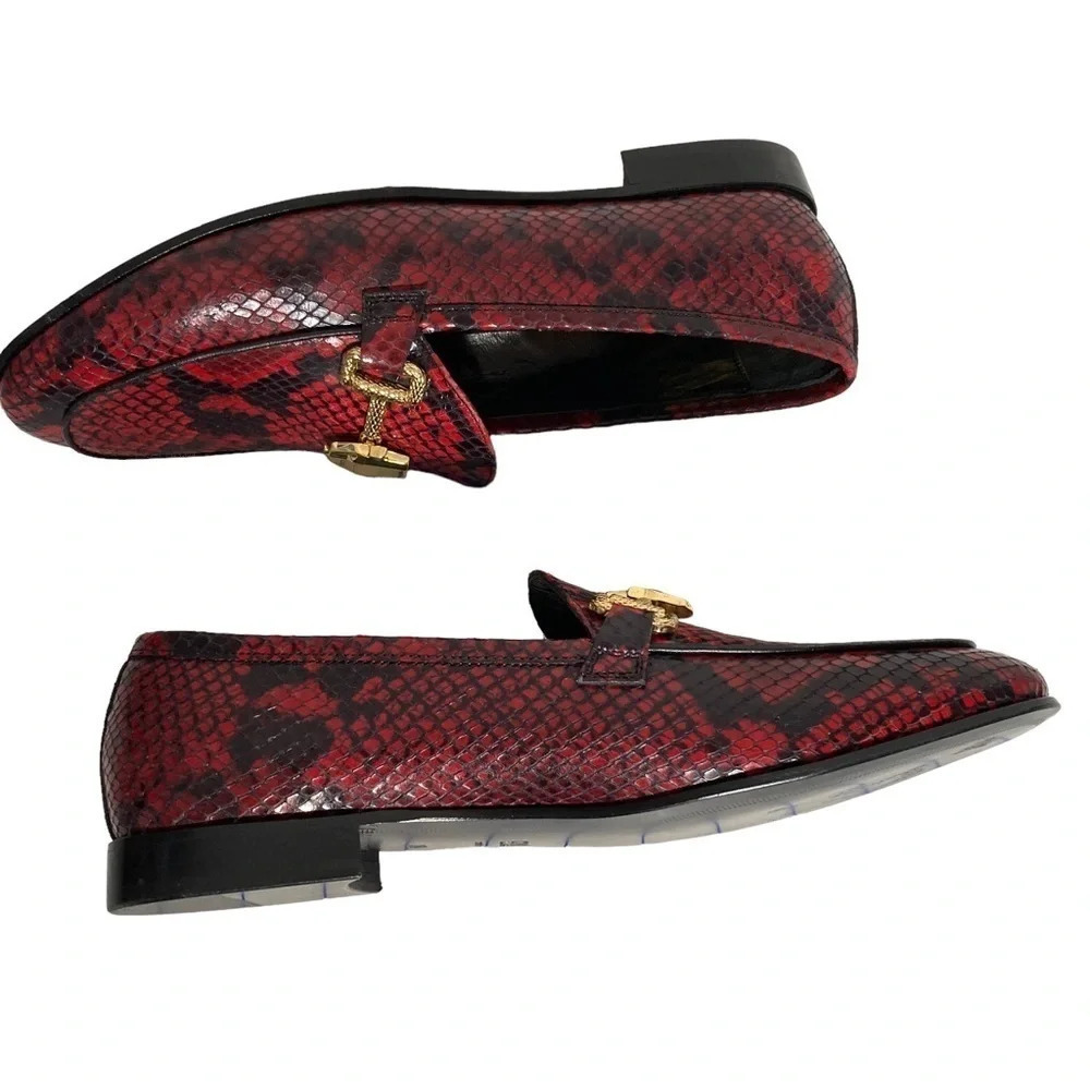 NWOT Roberto Cavalli Snakeskin Embossed Horsebit Leather Loafer Sz: 39 EU - Picture 7 of 10